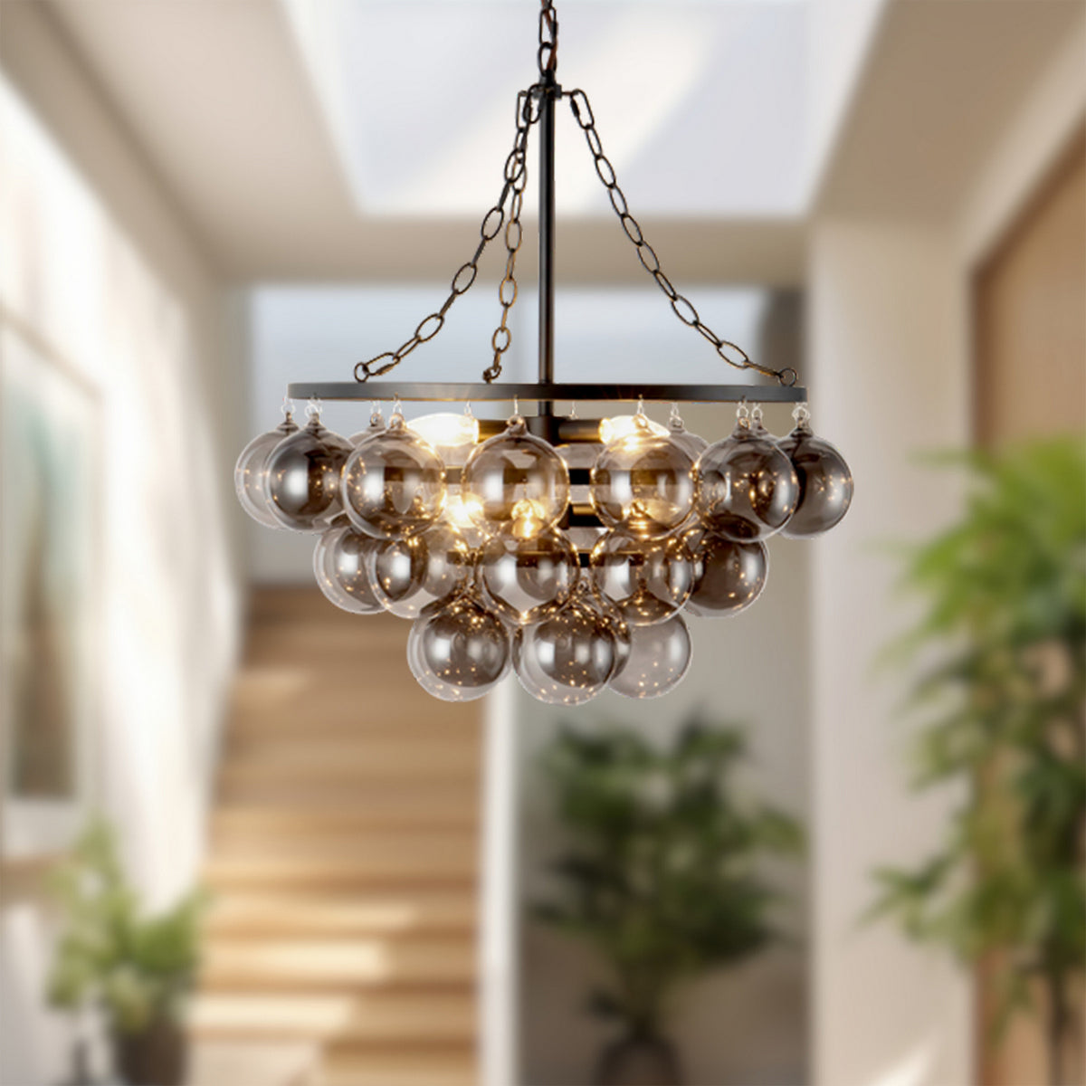 Alora - CH654624MBSM - Six Light Chandelier - Faye - Matte Black/Smoked Solid Glass