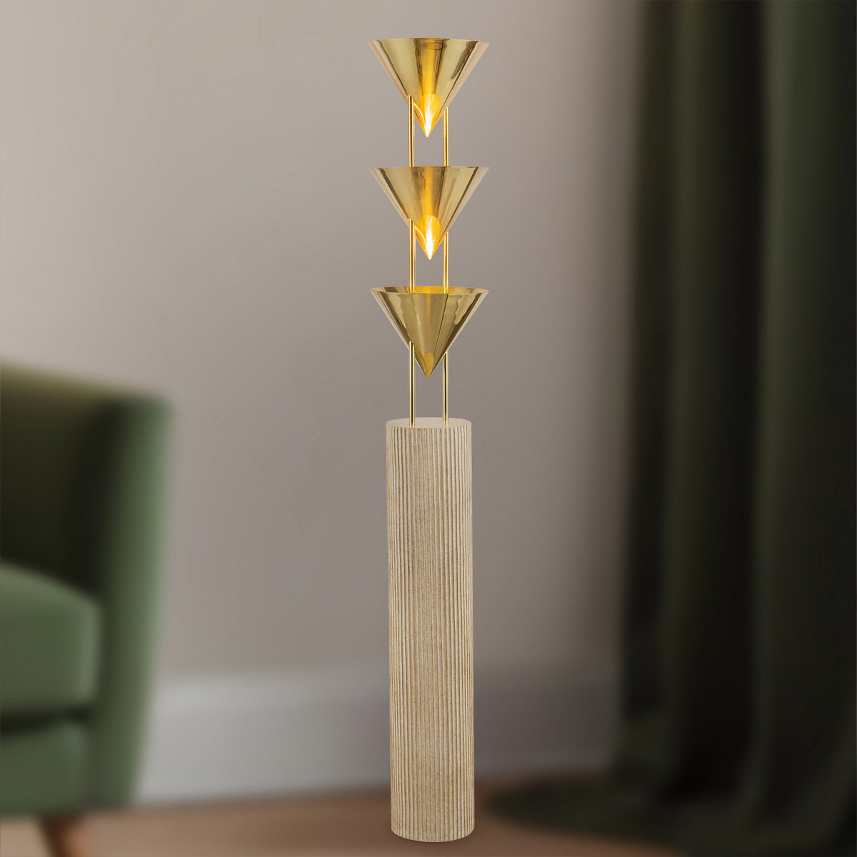 Alora - FL341367PTB - Three Light Floor Lamp - Versus - Patina Brass