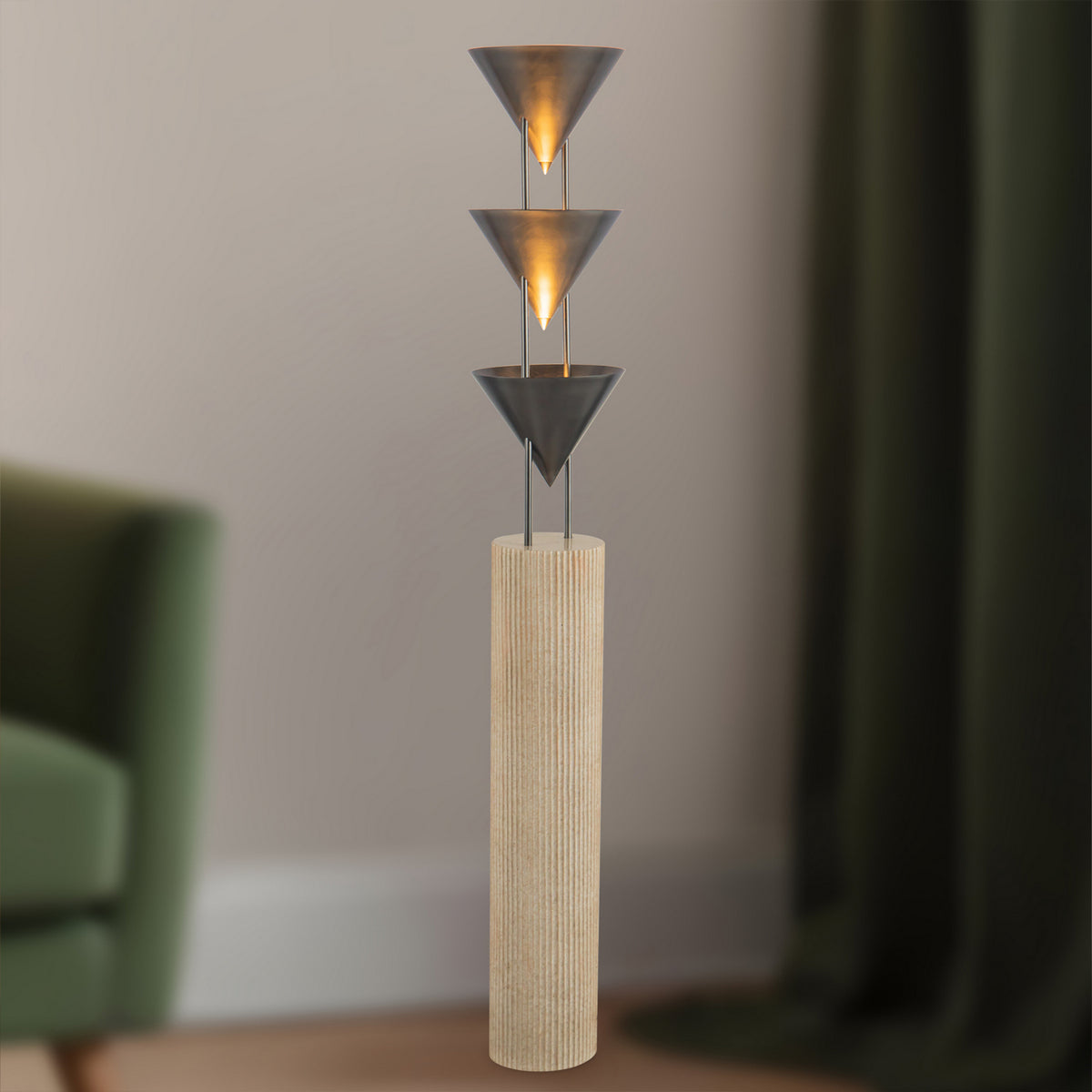 Alora - FL341367STA - Three Light Floor Lamp - Versus - Aged Steel