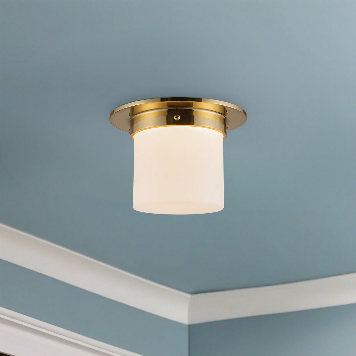 Alora - FM360085PTBOP - One Light Flush Mount - Mineral - Patina Brass/Opal Glass