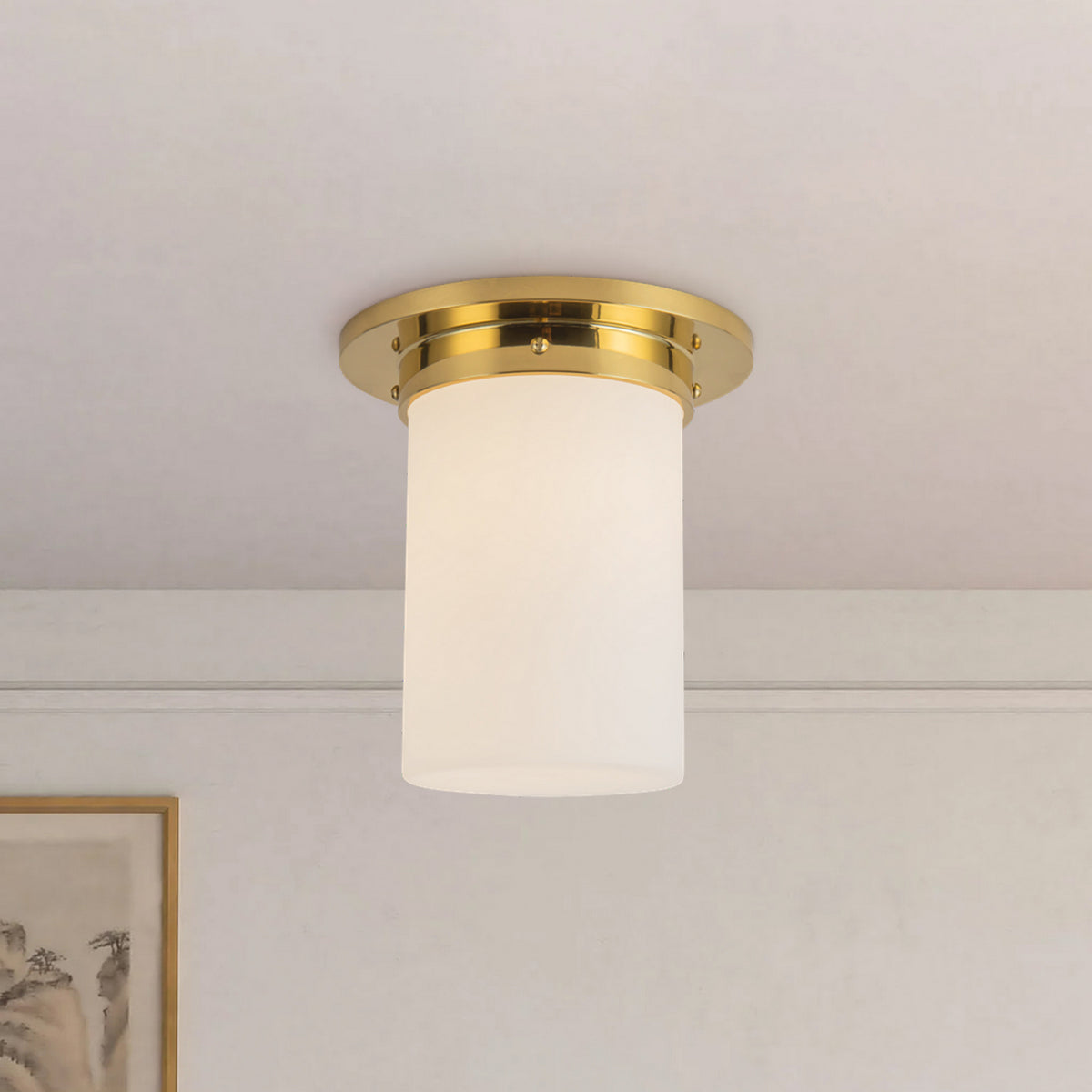 Alora - FM360808PTBOP - One Light Flush Mount - Mineral - Patina Brass/Opal Glass