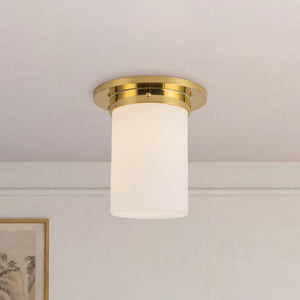 Alora - FM360808PTBOP - One Light Flush Mount - Mineral - Patina Brass/Opal Glass