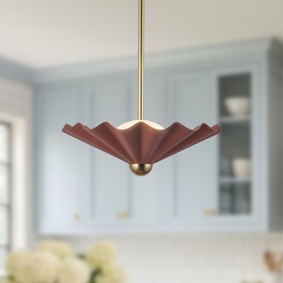 Alora - PD354016BGD - LED Pendant - Furrow - Burgundy