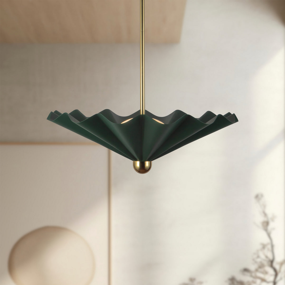 Alora - PD354125PGN - LED Pendant - Furrow - Pine Green