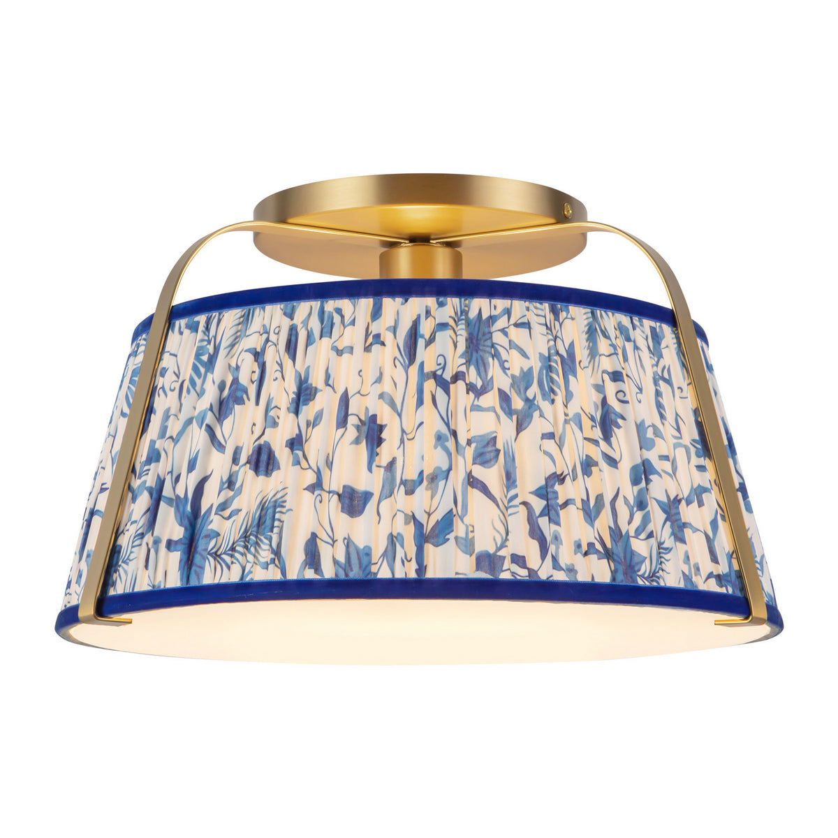 Alora - SF675213BGBL - One Light Semi-Flush Mount - Scout - Brushed Gold/Blue Linen