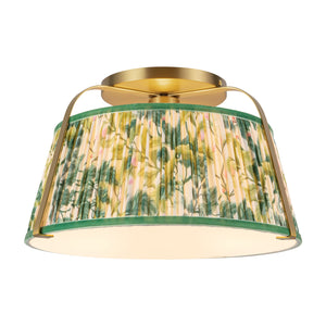 Alora - SF675213BGGL - One Light Semi-Flush Mount - Scout - Brushed Gold/Green Linen
