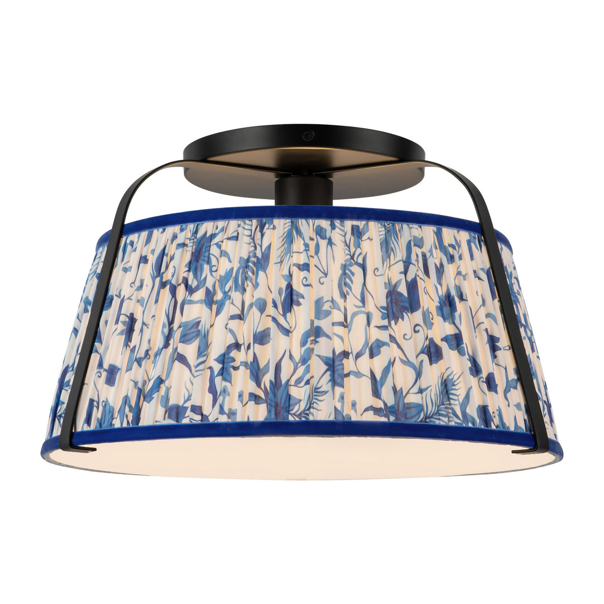 Alora - SF675213MBBL - One Light Semi-Flush Mount - Scout - Matte Black/Blue Linen