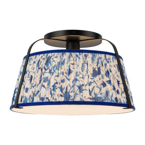Alora - SF675213MBBL - One Light Semi-Flush Mount - Scout - Matte Black/Blue Linen