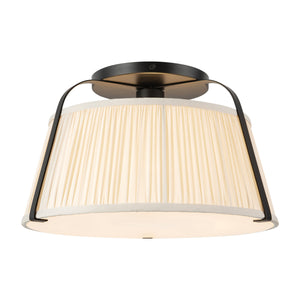 Alora - SF675213MBWL - One Light Semi-Flush Mount - Scout - Matte Black/White Linen