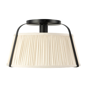 Alora - SF675213MBWL - One Light Semi-Flush Mount - Scout - Matte Black/White Linen
