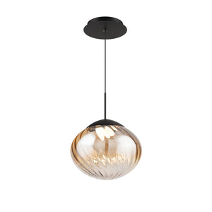 W.A.C. Lighting - PD407609-BKAM - LED Pendant - Swazey - Black/Amber Glass