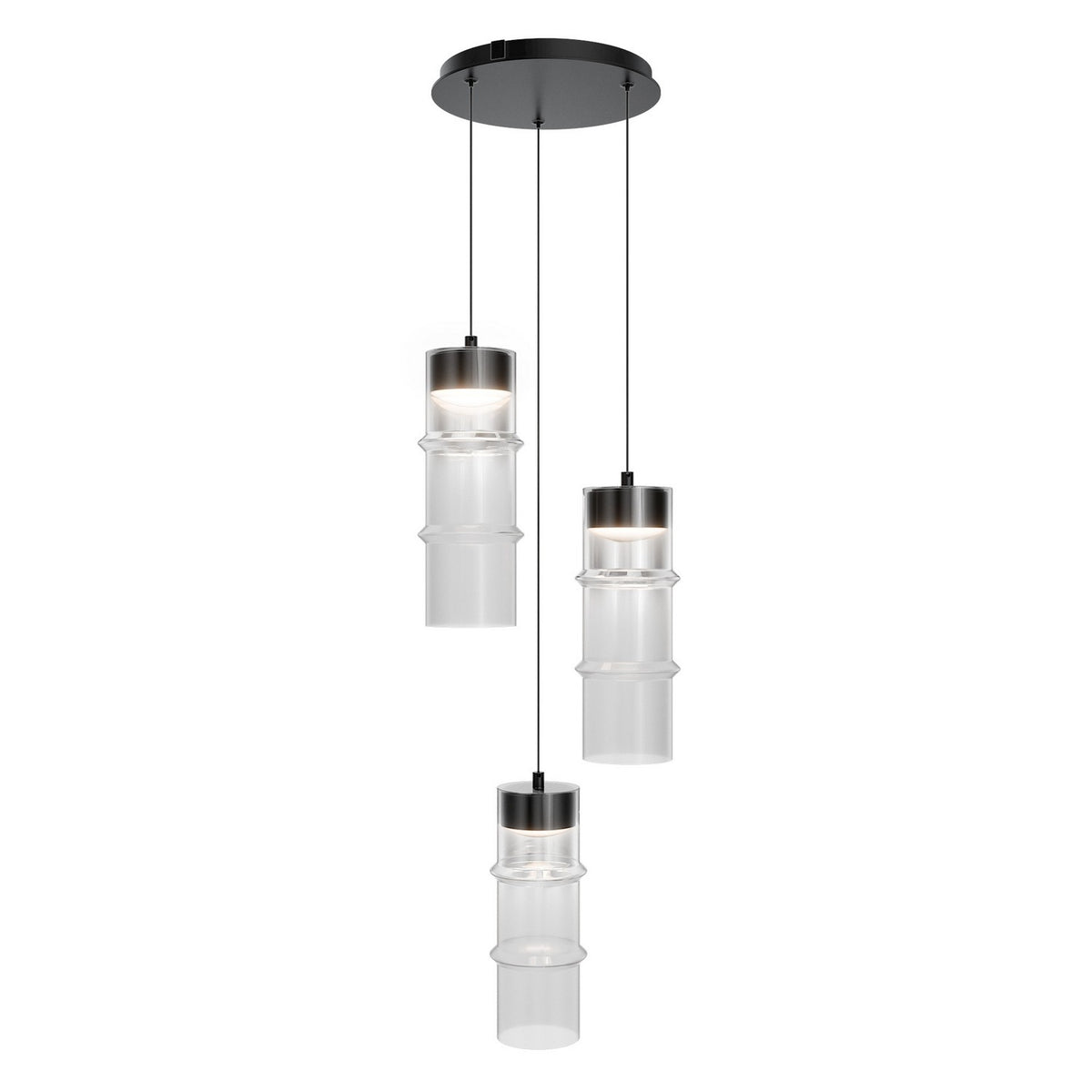 W.A.C. Lighting - PD413603R-TWA-BKWT - LED Chandelier - Kanister - Black/White Glass