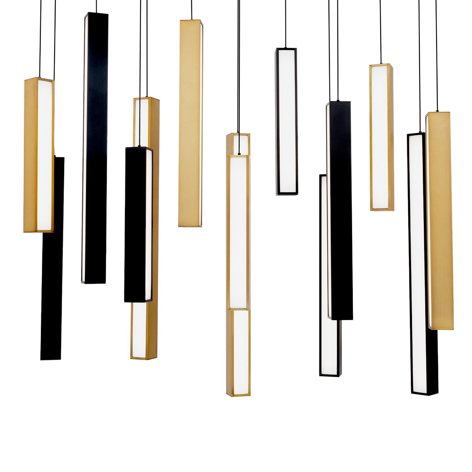 Modern Forms - PD-64814L-BK/AB-BK - LED Pendant - Chaos - Black/Aged Brass & Black