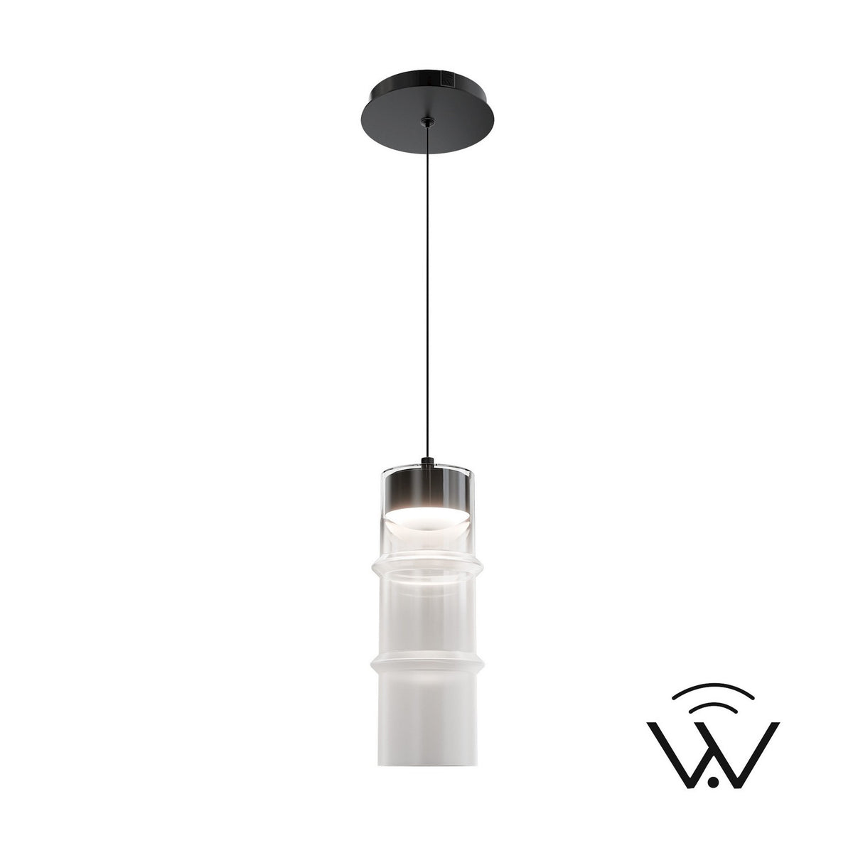 W.A.C. Lighting - PD413612-TWA-BKWT - LED Pendant - Kanister - Black/White Glass