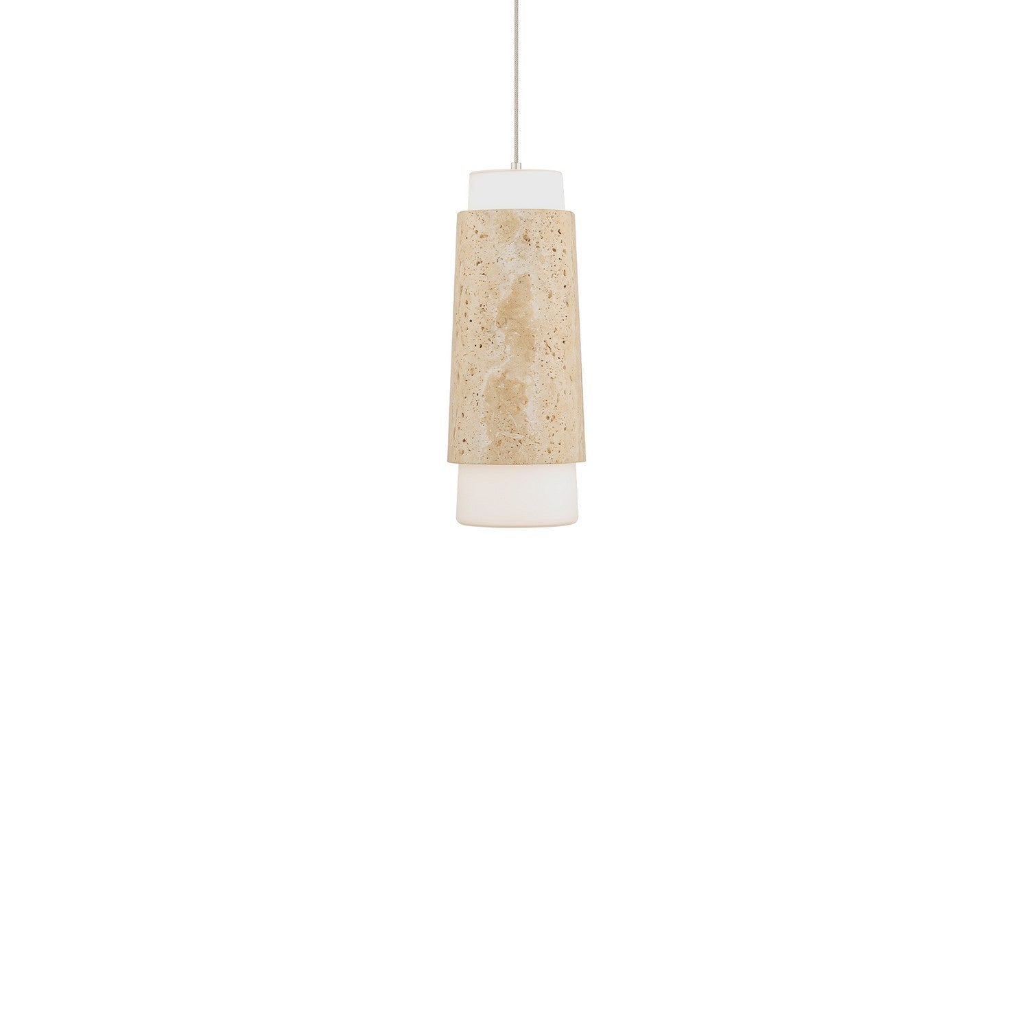 Modern Forms - PD-5513-40-WV/AB - LED Mini Pendant - Chauncey - Beige Travertine/Aged Brass