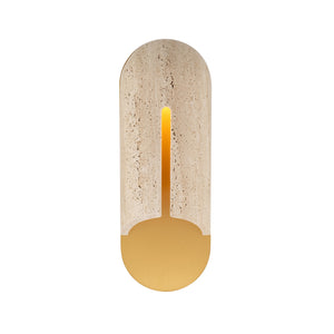 Modern Forms - WS-W10516-35-WV/AB - LED Outdoor Wall Sconce - Clog - Beige Travertine/Aged Brass