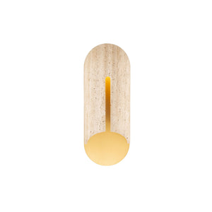 Modern Forms - WS-W10522-40-WV/AB - LED Outdoor Wall Sconce - Clog - Beige Travertine/Aged Brass