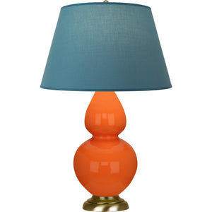 Robert Abbey - 1665B - One Light Table Lamp - Double Gourd - Pumpkin Glazed Ceramic w/Antique Natural Brass