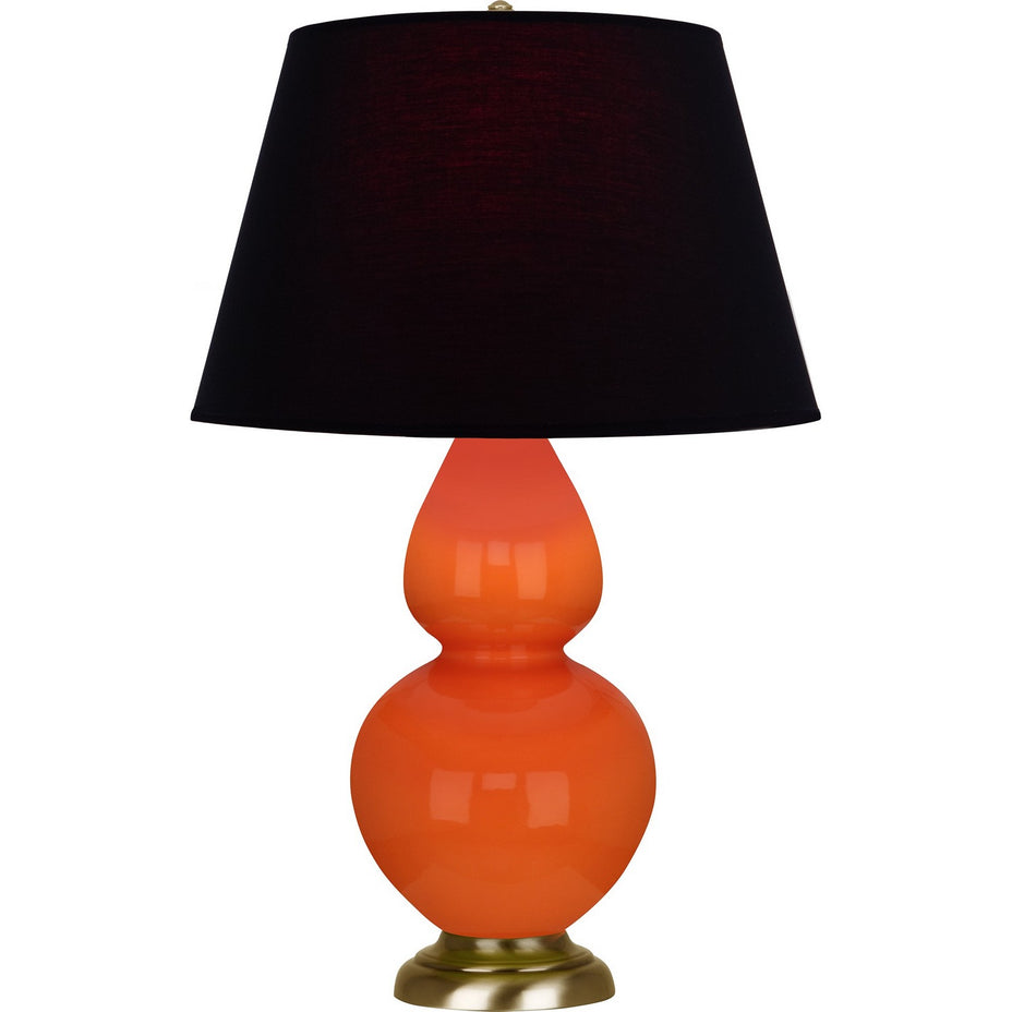 Robert Abbey - 1665K - One Light Table Lamp - Double Gourd - Pumpkin Glazed Ceramic w/Antique Natural Brass