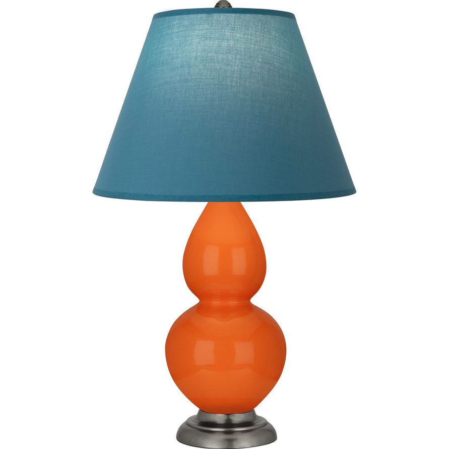 Robert Abbey - 1695B - One Light Accent Lamp - Small Double Gourd - Pumpkin Glazed Ceramic w/Antique Silver