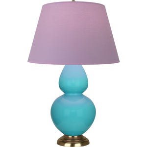 Robert Abbey - 1740L - One Light Table Lamp - Double Gourd - Egg Blue Glazed Ceramic w/Antique Natural Brass