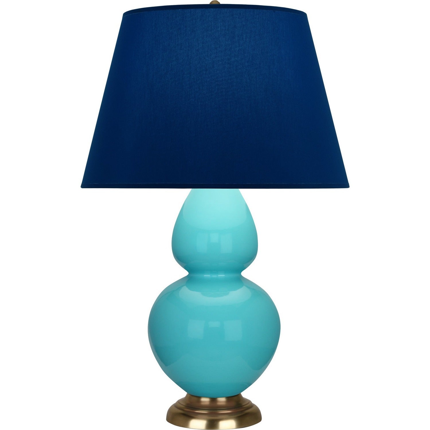 Robert Abbey - 1740N - One Light Table Lamp - Double Gourd - Egg Blue Glazed Ceramic w/Antique Natural Brass