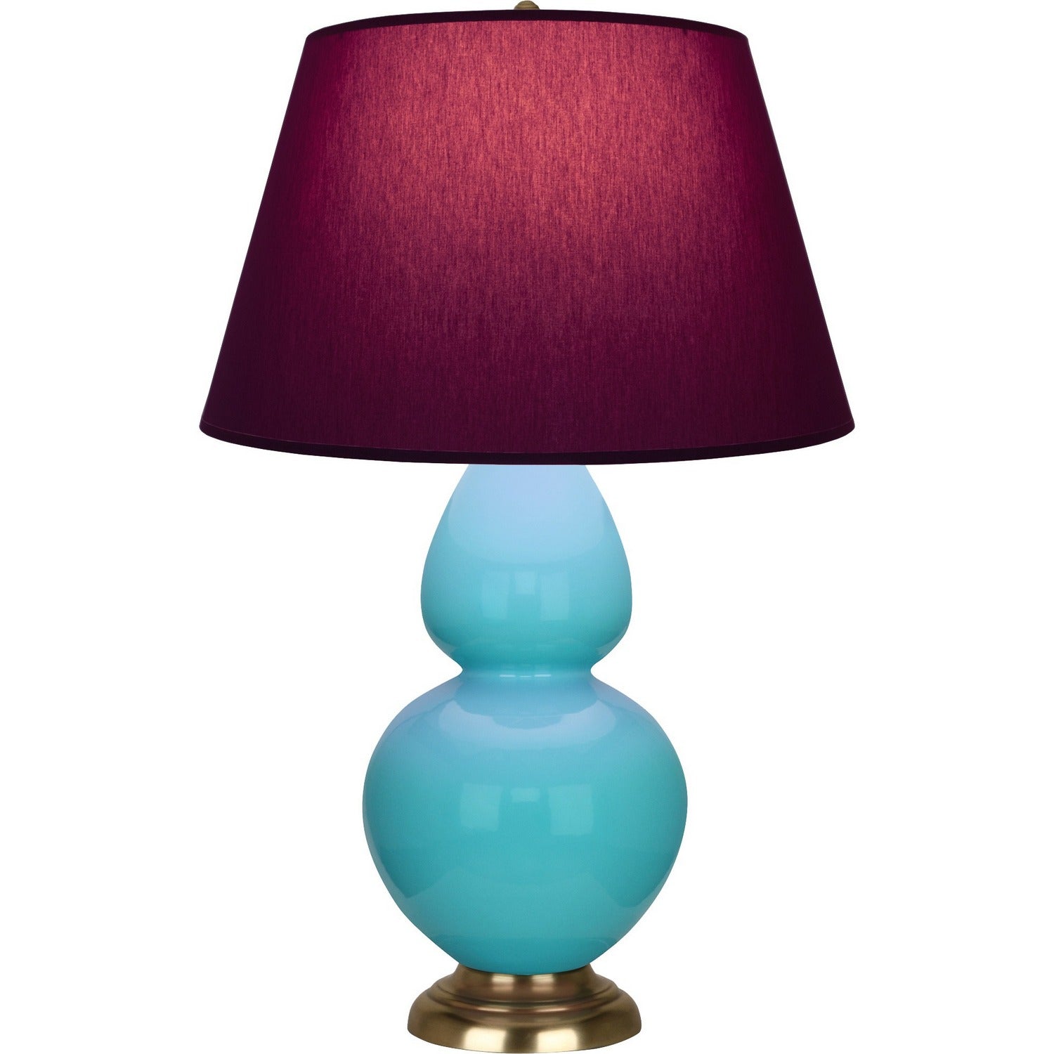 Robert Abbey - 1740P - One Light Table Lamp - Double Gourd - Egg Blue Glazed Ceramic w/Antique Natural Brass