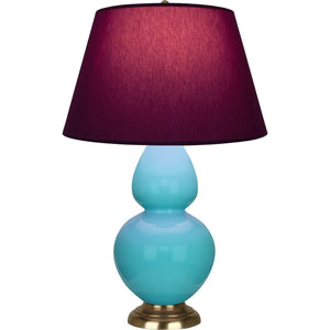 Robert Abbey - 1740P - One Light Table Lamp - Double Gourd - Egg Blue Glazed Ceramic w/Antique Natural Brass