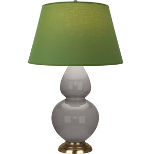 Robert Abbey - 1748G - One Light Table Lamp - Double Gourd - Smokey Taupe Glazed Ceramic w/Antique Natural Brass