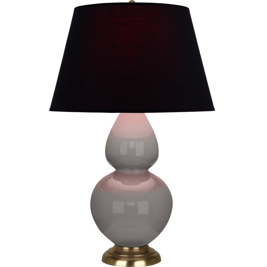 Robert Abbey - 1748K - One Light Table Lamp - Double Gourd - Smokey Taupe Glazed Ceramic w/Antique Natural Brass