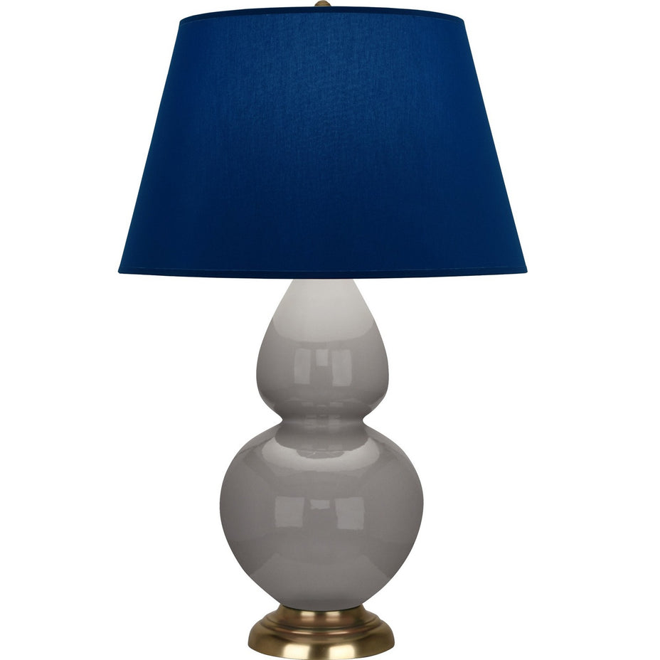 Robert Abbey - 1748N - One Light Table Lamp - Double Gourd - Smokey Taupe Glazed Ceramic w/Antique Natural Brass
