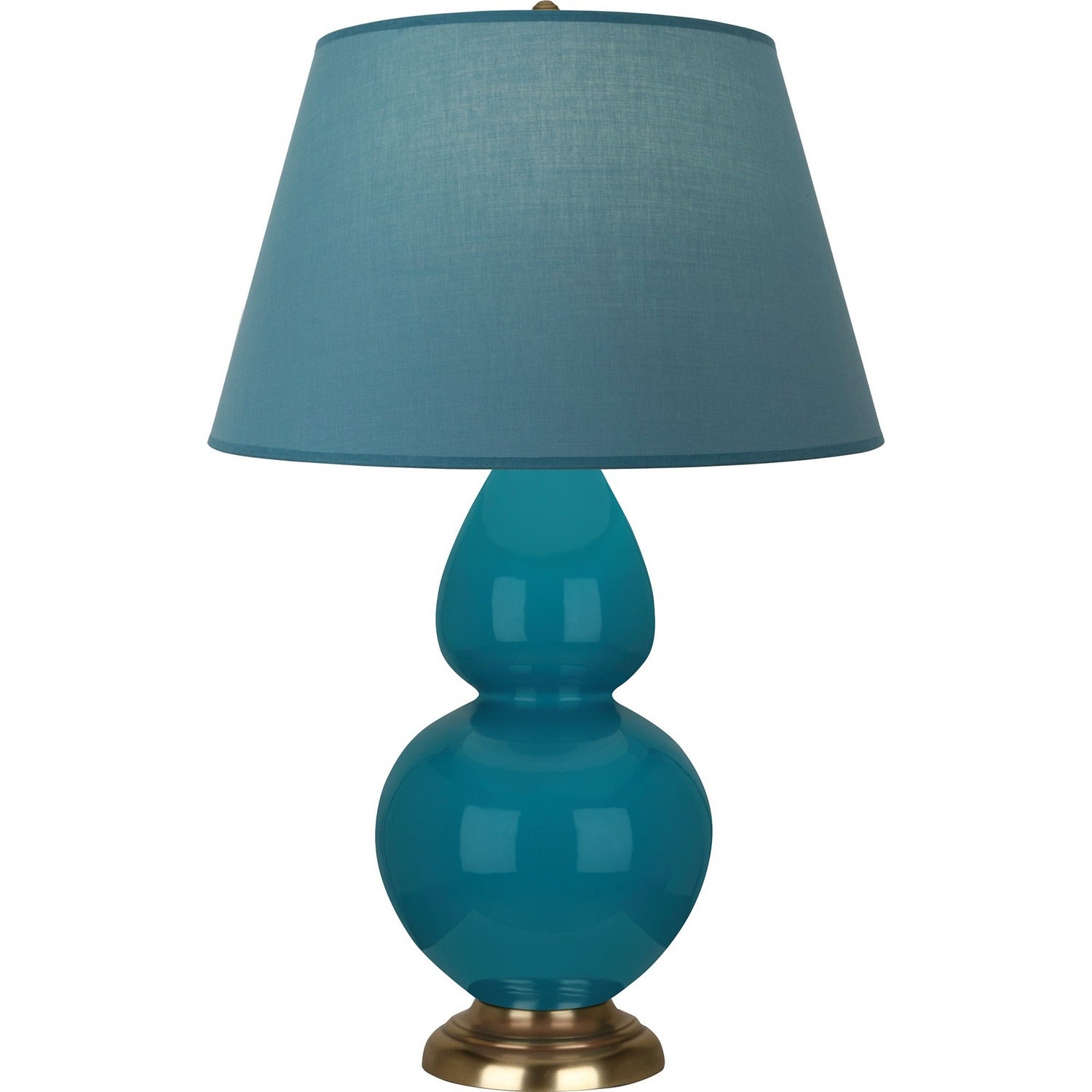 Robert Abbey - 1751B - One Light Table Lamp - Double Gourd - Peacock Glazed Ceramic w/Antique Natural Brass