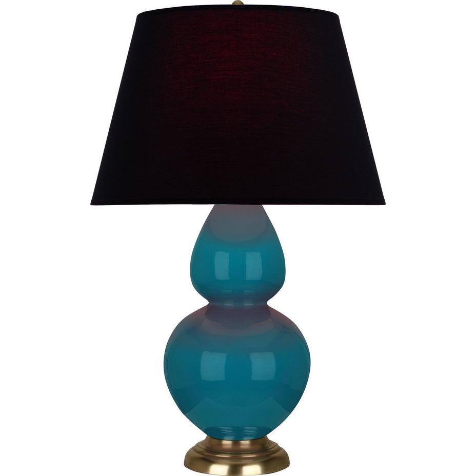 Robert Abbey - 1751K - One Light Table Lamp - Double Gourd - Peacock Glazed Ceramic w/Antique Natural Brass