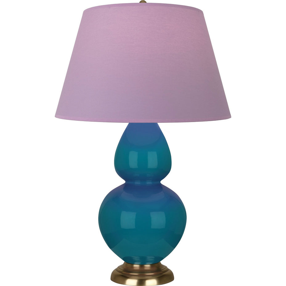 Robert Abbey - 1751L - One Light Table Lamp - Double Gourd - Peacock Glazed Ceramic w/Antique Natural Brass