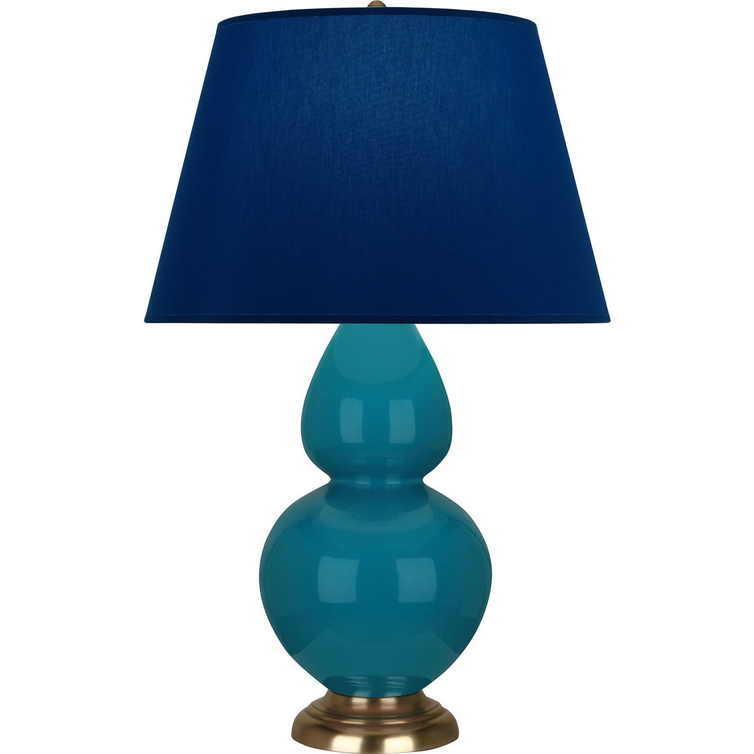 Robert Abbey - 1751N - One Light Table Lamp - Double Gourd - Peacock Glazed Ceramic w/Antique Natural Brass