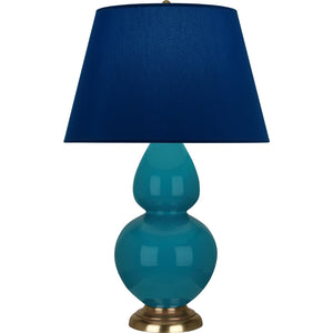 Robert Abbey - 1751N - One Light Table Lamp - Double Gourd - Peacock Glazed Ceramic w/Antique Natural Brass