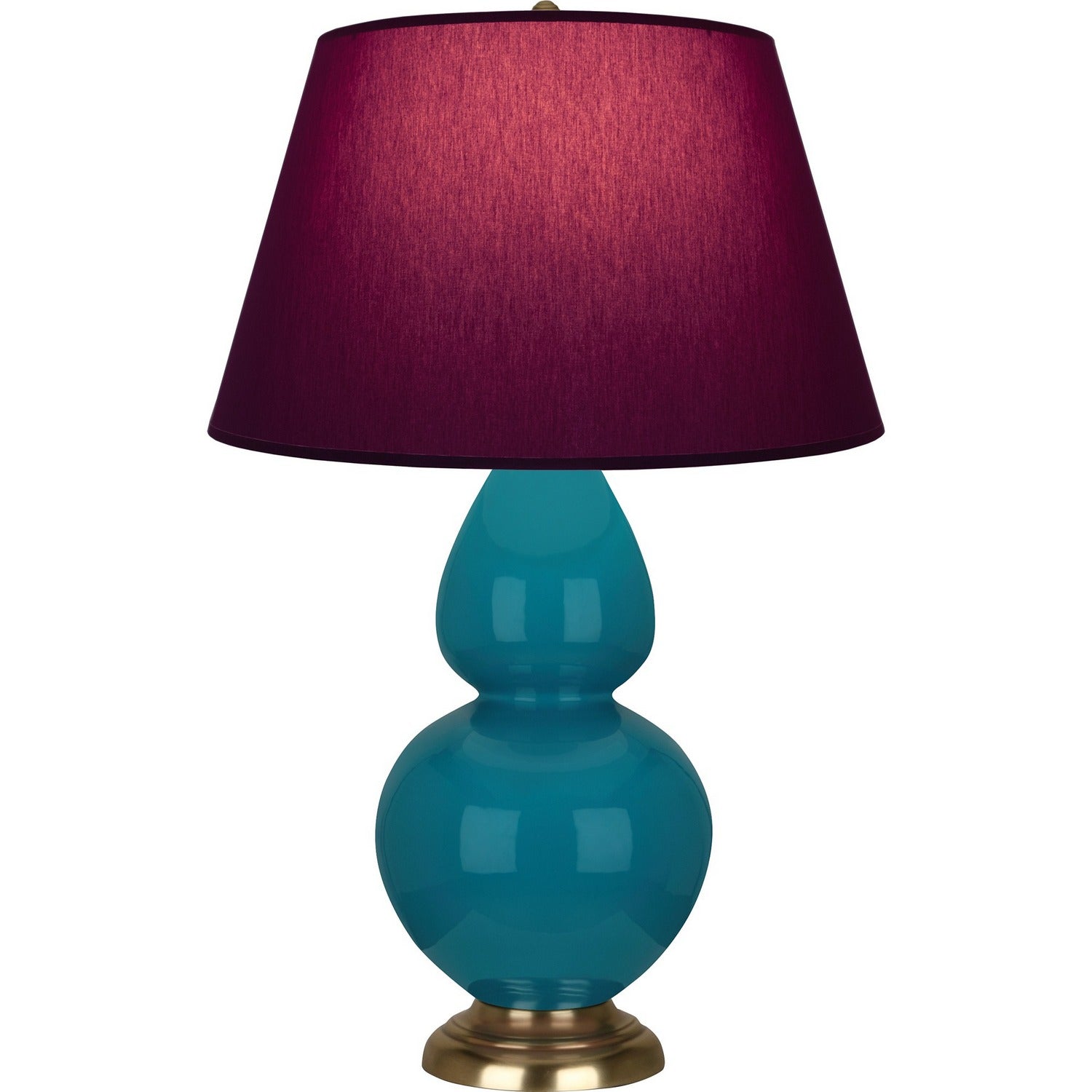 Robert Abbey - 1751P - One Light Table Lamp - Double Gourd - Peacock Glazed Ceramic w/Antique Natural Brass