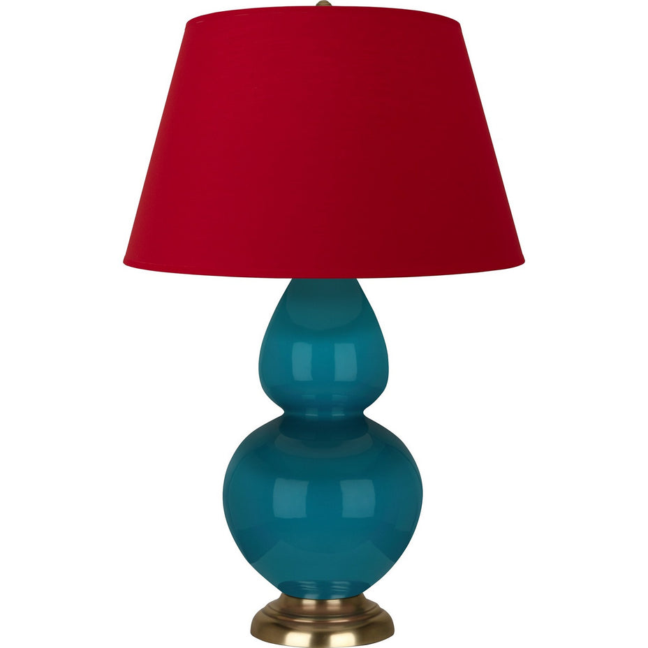 Robert Abbey - 1751R - One Light Table Lamp - Double Gourd - Peacock Glazed Ceramic w/Antique Natural Brass
