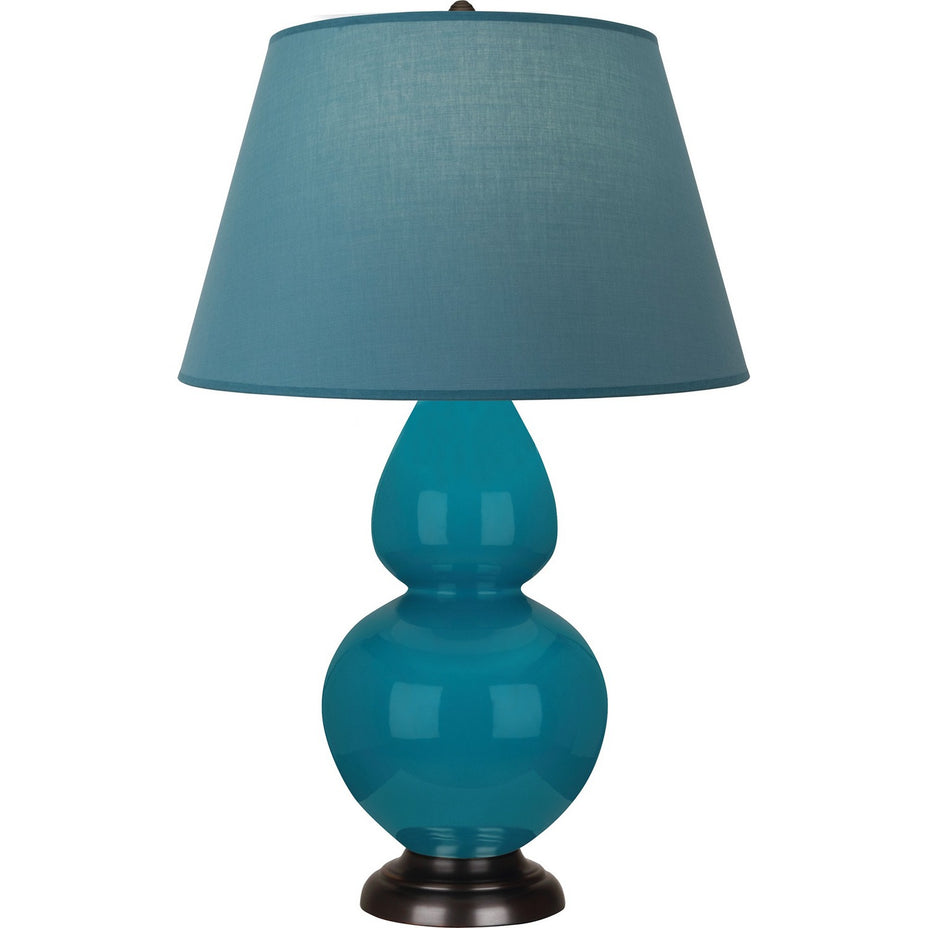Robert Abbey - 1752B - One Light Table Lamp - Double Gourd - Peacock Glazed Ceramic w/Deep Patina Bronze