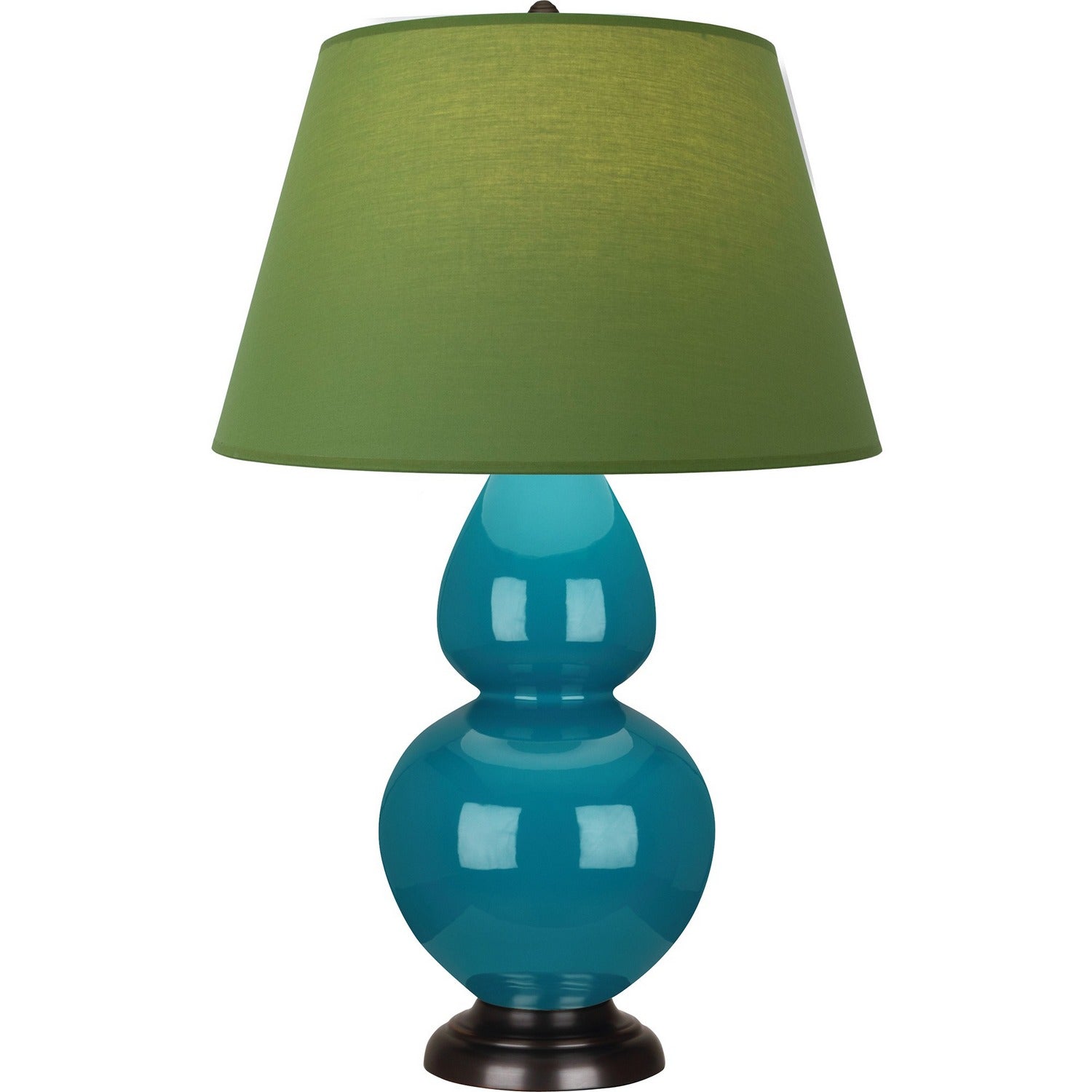 Robert Abbey - 1752G - One Light Table Lamp - Double Gourd - Peacock Glazed Ceramic w/Deep Patina Bronze