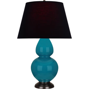 Robert Abbey - 1752K - One Light Table Lamp - Double Gourd - Peacock Glazed Ceramic w/Deep Patina Bronze