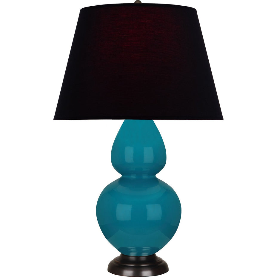 Robert Abbey - 1752K - One Light Table Lamp - Double Gourd - Peacock Glazed Ceramic w/Deep Patina Bronze