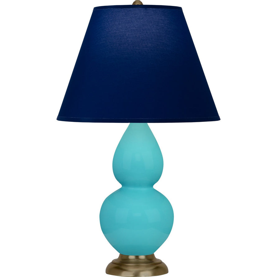 Robert Abbey - 1760N - One Light Accent Lamp - Small Double Gourd - Egg Blue Glazed Ceramic w/Antique Natural Brass