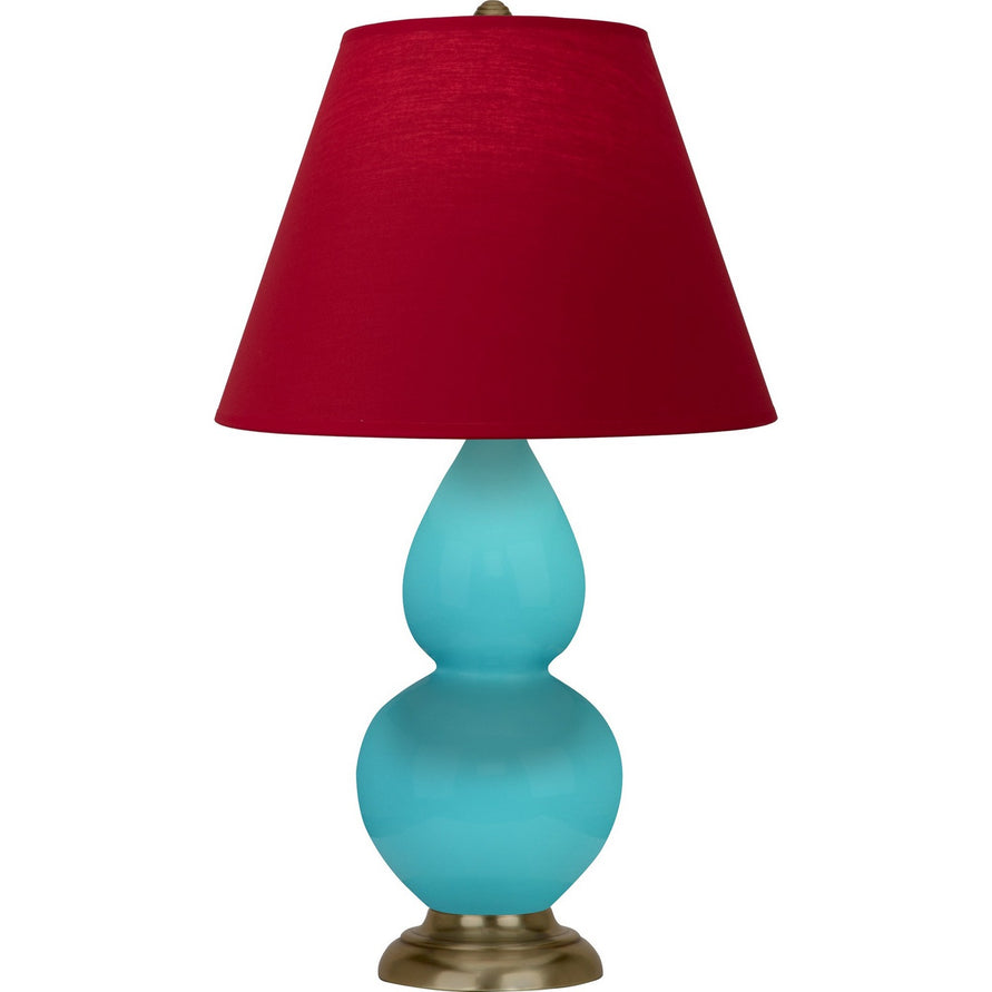 Robert Abbey - 1760R - One Light Accent Lamp - Small Double Gourd - Egg Blue Glazed Ceramic w/Antique Natural Brass