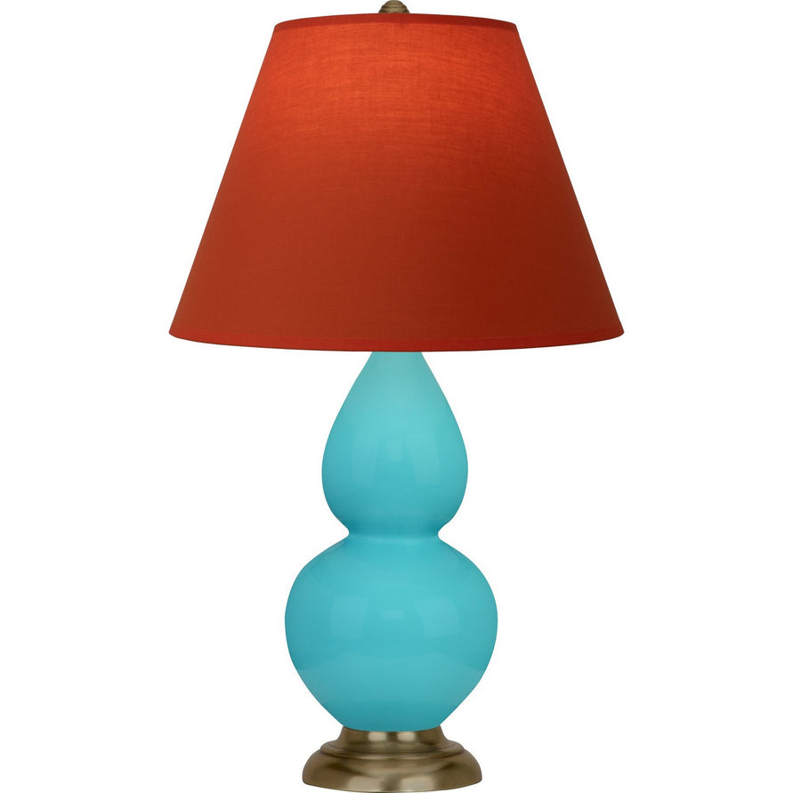 Robert Abbey - 1760T - One Light Accent Lamp - Small Double Gourd - Egg Blue Glazed Ceramic w/Antique Natural Brass