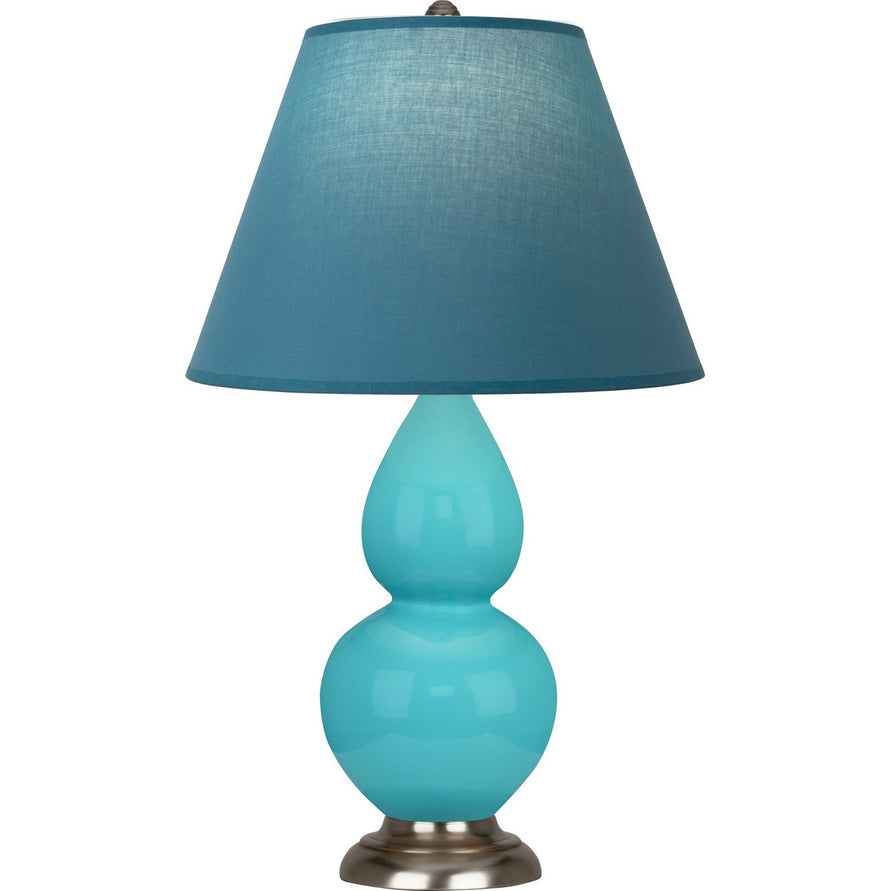 Robert Abbey - 1761B - One Light Accent Lamp - Small Double Gourd - Egg Blue Glazed Ceramic w/Antique Silver