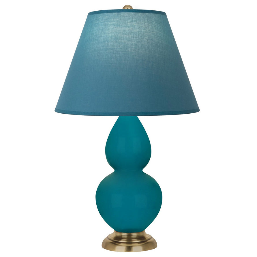 Robert Abbey - 1771B - One Light Accent Lamp - Small Double Gourd - Peacock Glazed Ceramic w/Antique Natural Brass