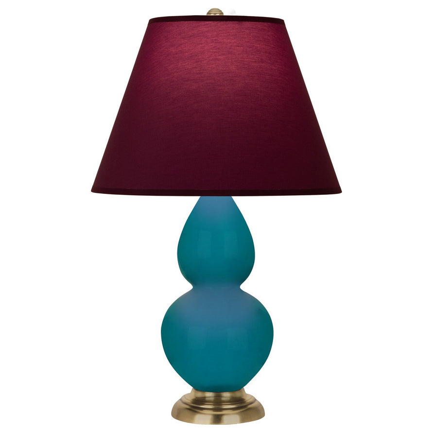 Robert Abbey - 1771P - One Light Accent Lamp - Small Double Gourd - Peacock Glazed Ceramic w/Antique Natural Brass