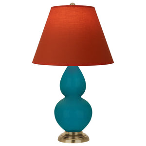 Robert Abbey - 1771T - One Light Accent Lamp - Small Double Gourd - Peacock Glazed Ceramic w/Antique Natural Brass