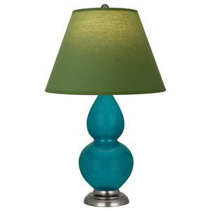 Robert Abbey - 1773G - One Light Accent Lamp - Small Double Gourd - Peacock Glazed Ceramic w/Antique Silver
